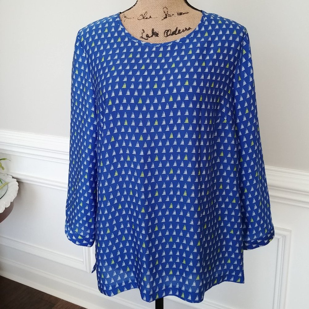 Women’s Large 3/4 Sleeve Blue Blouse